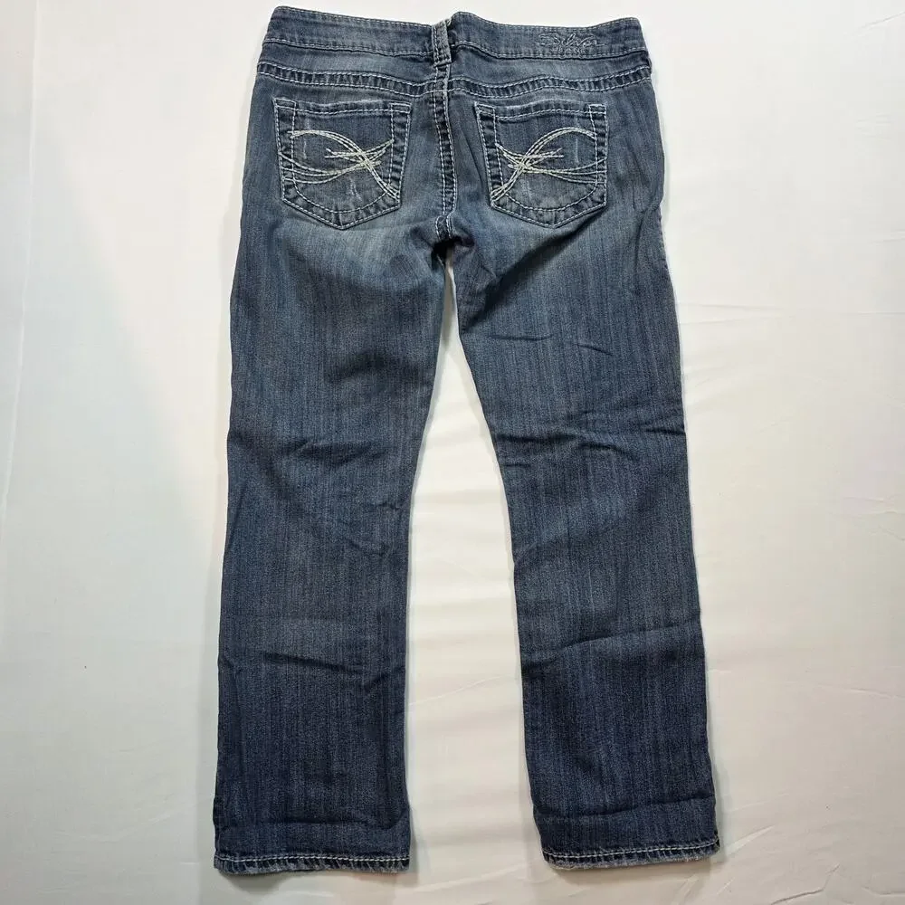 Silver Jeans Womens 29 Tuesday Capri Distressed Medium Wash Blue Denim - Picture 4 of 12